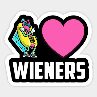 Funny Hot Dog Design - I Love Wieners Heart BBQ LGBT Gay Sticker